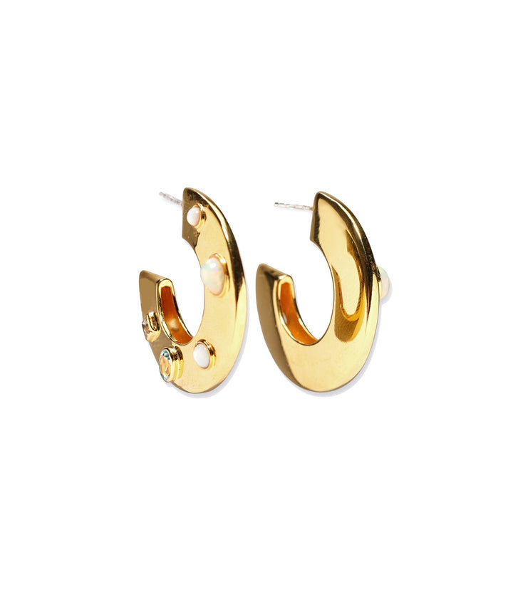 Lizzie Fortunato Saucer Hoop Earrings in Dotted Pearl available at Barbara Katz