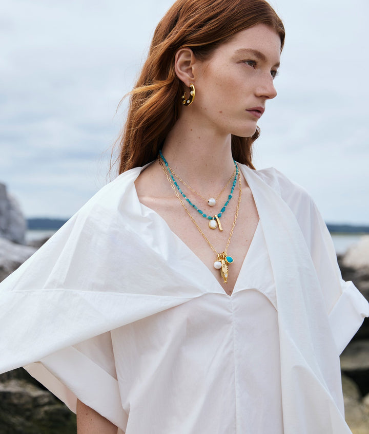 Lizzie Fortunato Saucer Hoop Earrings in Dotted Pearl available at Barbara Katz