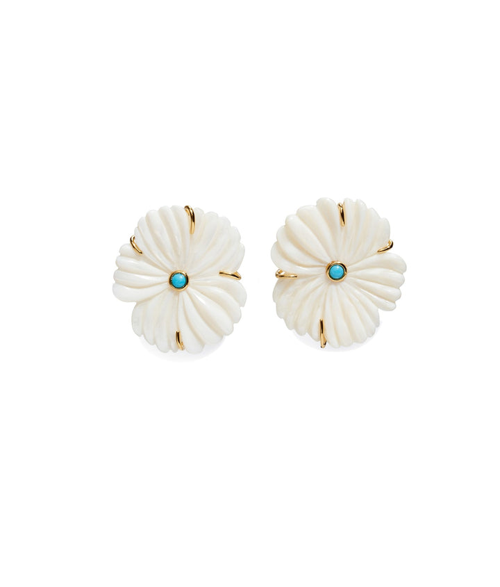 Lizzie Fortunato New Bloom Stud Earrings in Pearl White available at Barbara Katz