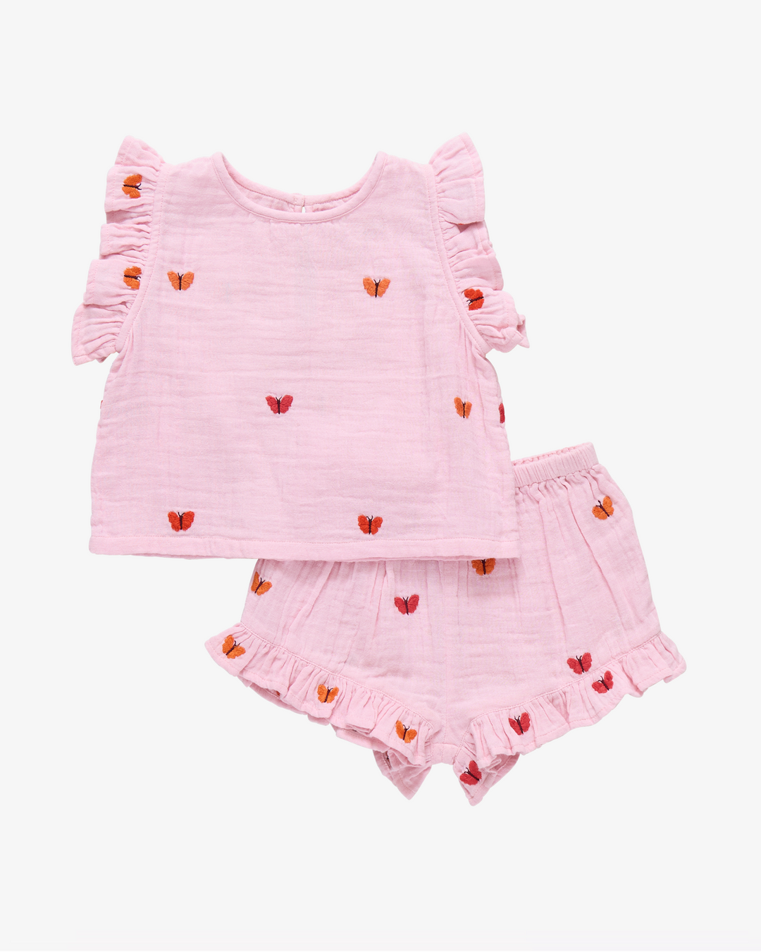 Pink Chicken Baby Girls Roey 2-Piece Set - Butterfly Embroidery available at Barbara Katz