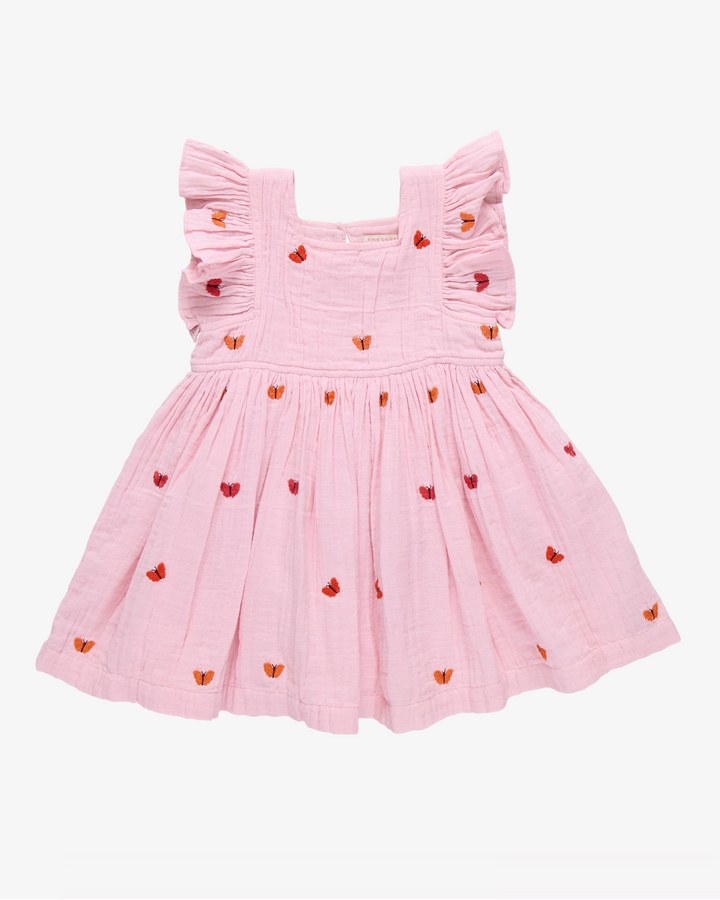 Pink Chicken Girls Elsie Dress - Butterfly Embroidery available at Barbara Katz