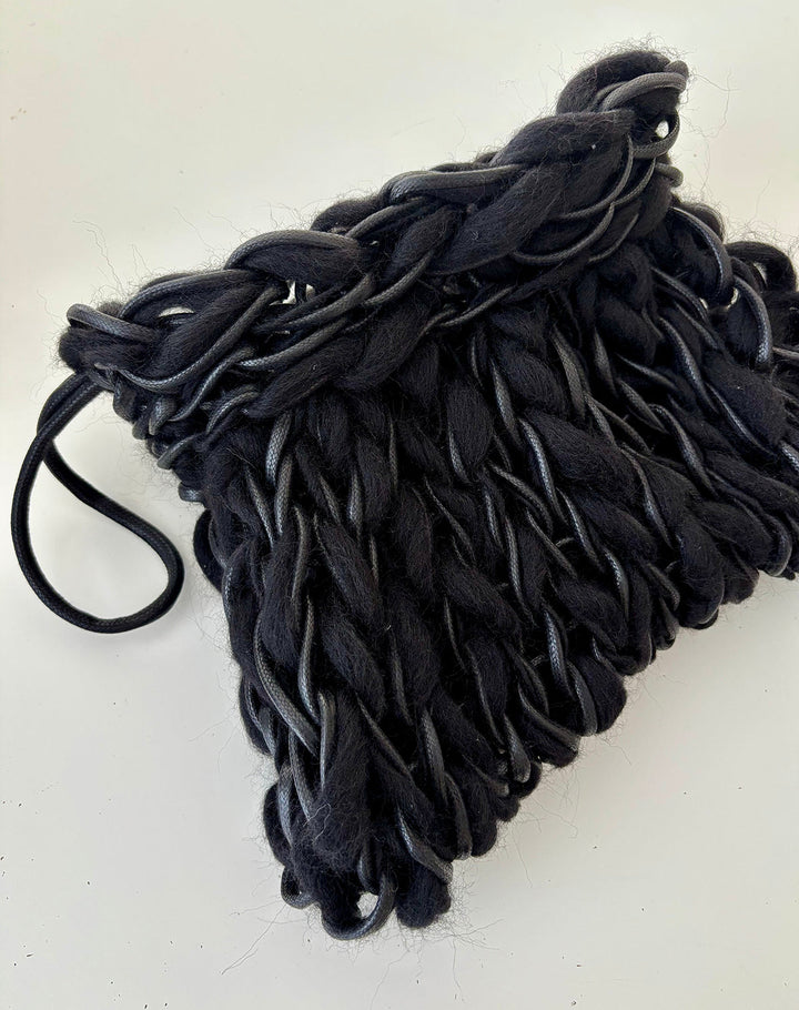 Alienina Thalia Clutch in Black Mohair available at Barbara Katz