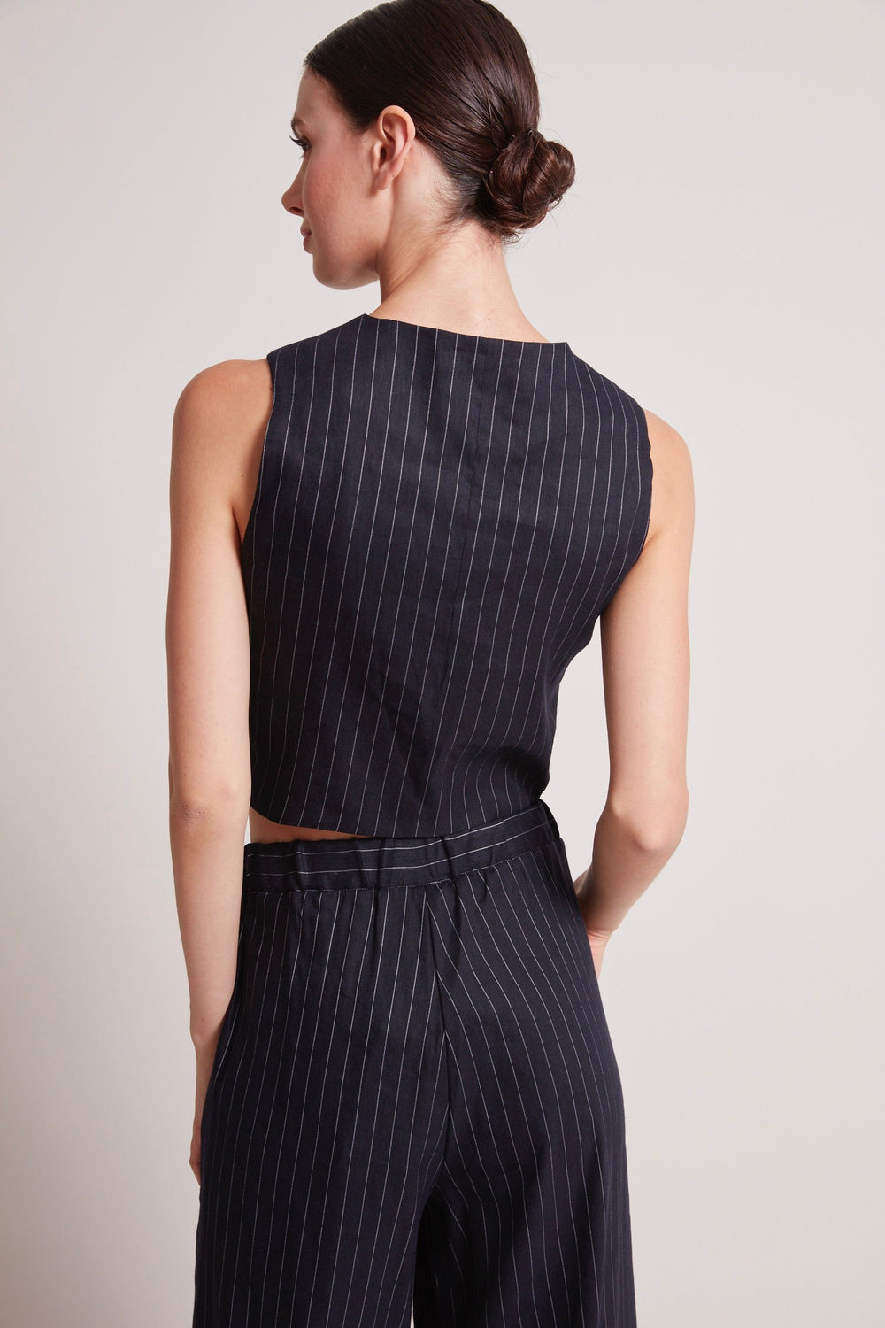 Adroit Atelier Sandro Waistcoat in Dark Navy/White available at Barbara Katz