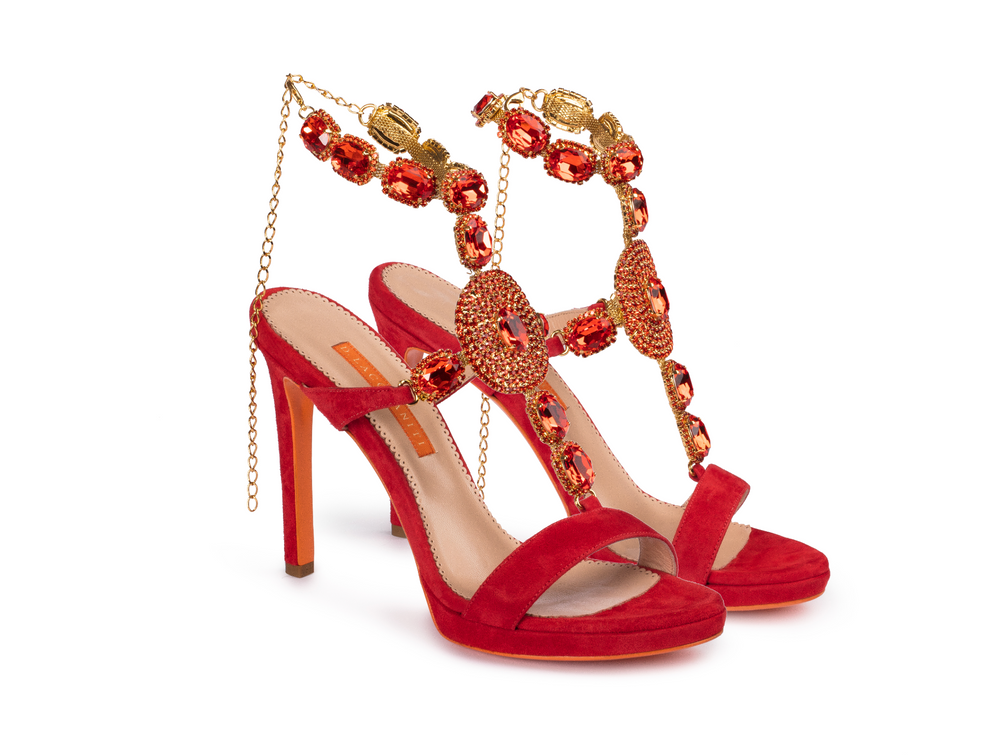 D. Lacquaniti Greta Heeled Sandals - Red