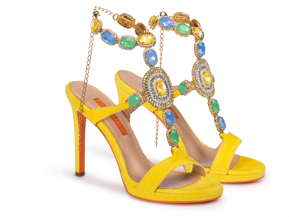 D. Lacquaniti Greta Heeled Sandals - Yellow