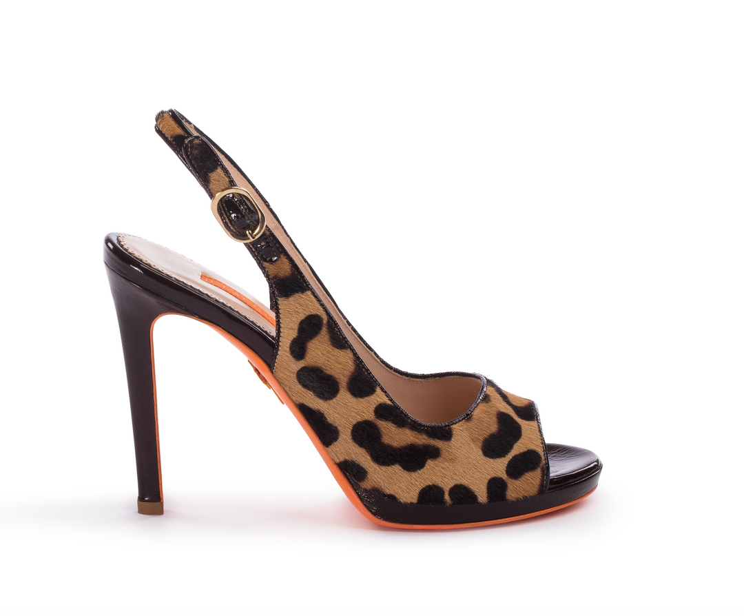D. Lacquaniti Gina Heeled Sandals in Cheetah Print