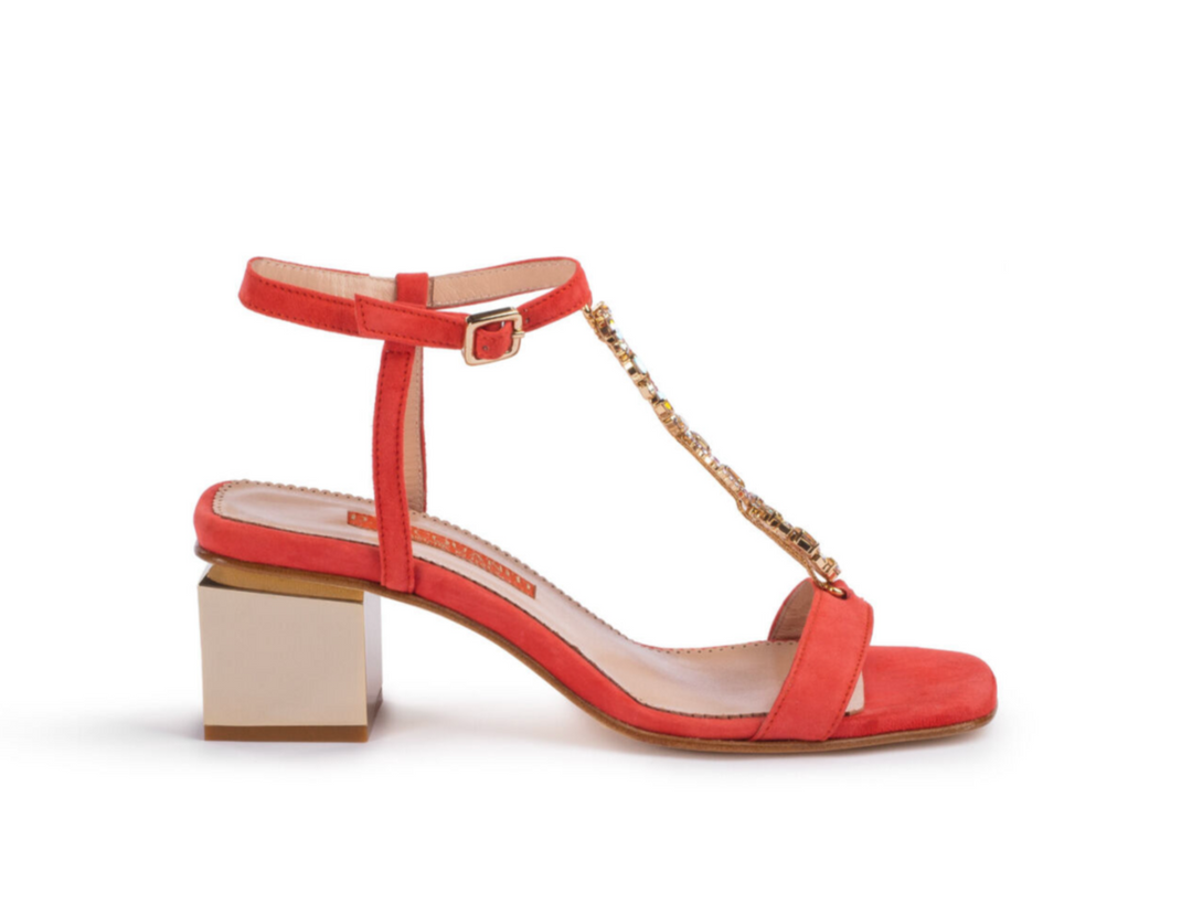D. Lacquaniti Gioia Heeled Sandals - Coral Crystal