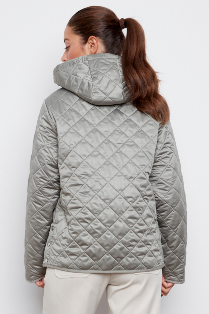 Adroit Atelier Shelby Quilted Jacket With Removable Hood in Agave Green available at Barbara Katz