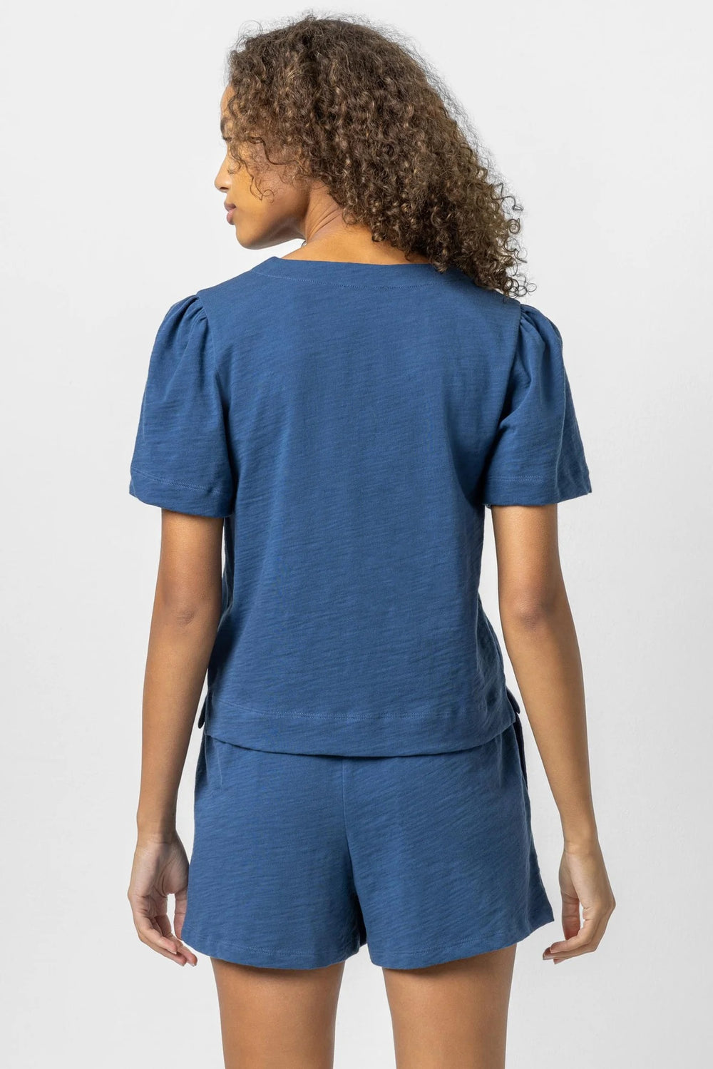 Textured Knit Short Sleeve Cardigan - Ink