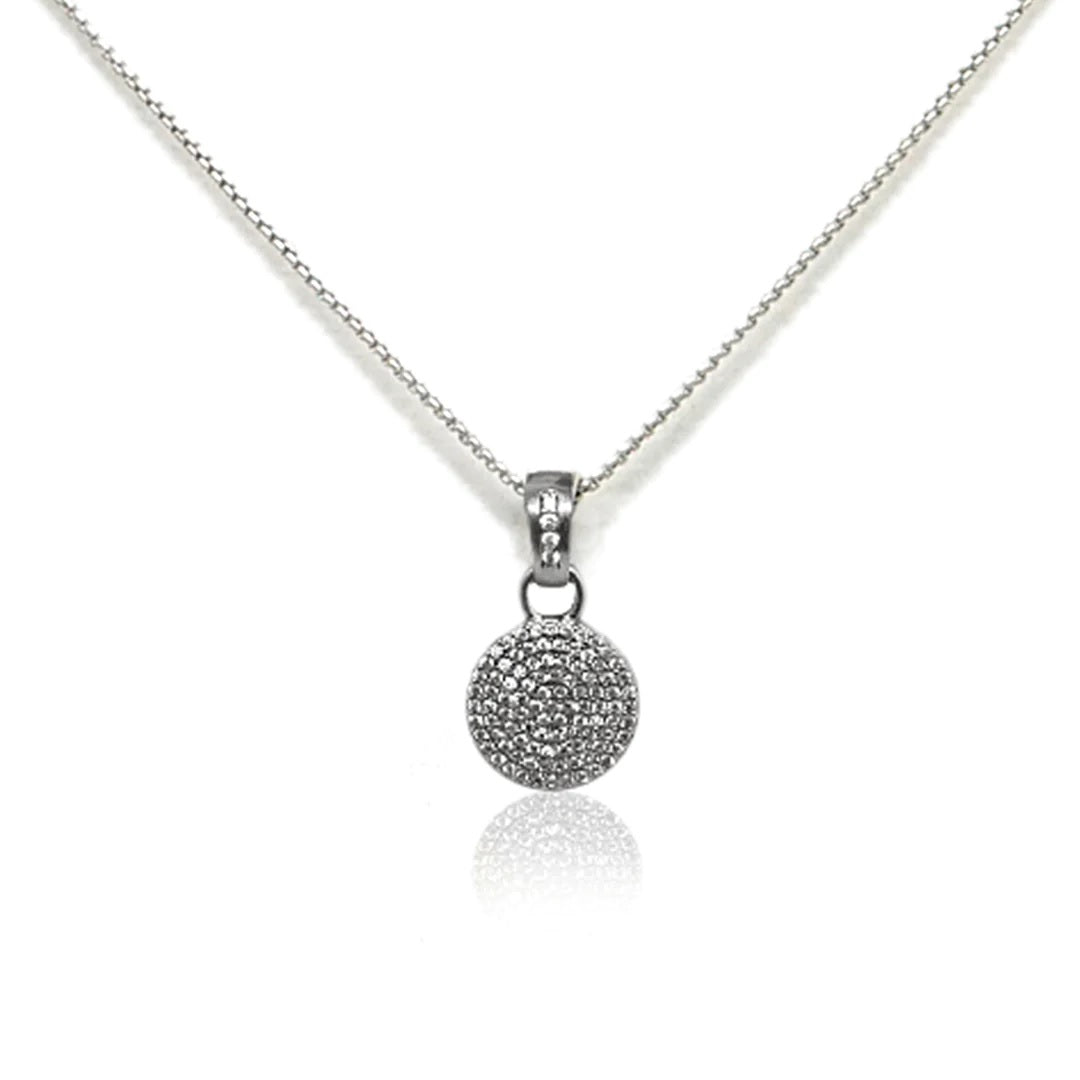 Tat2 Silver Pave Disc Necklace