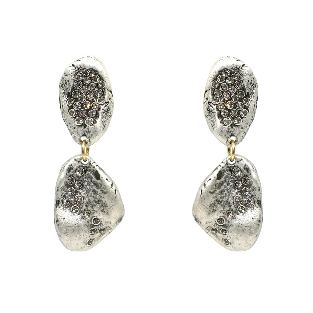 Tat2 Silver Crystal Impression Earrings 