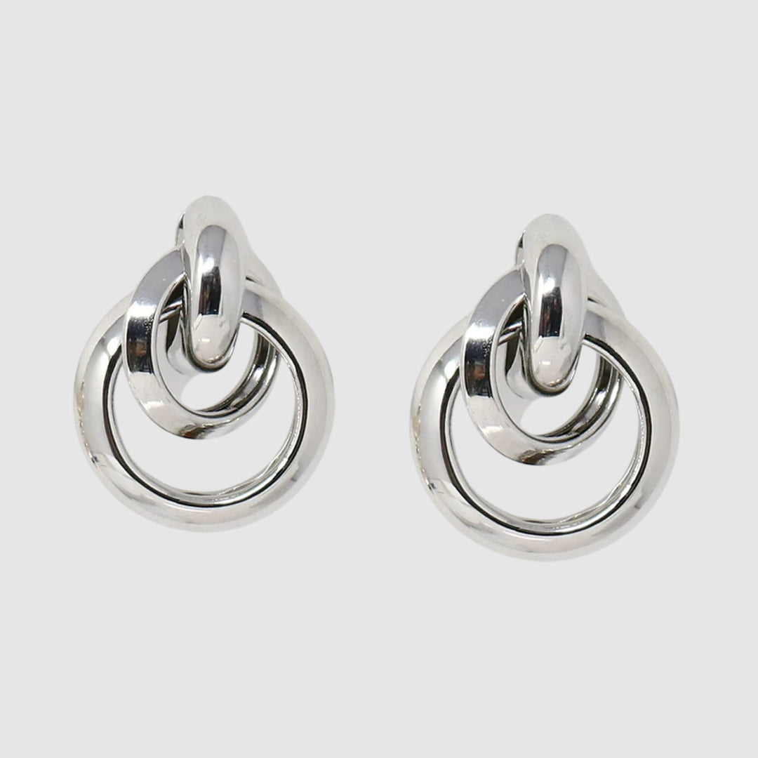 Silver Interlock Knot Pierced Earring