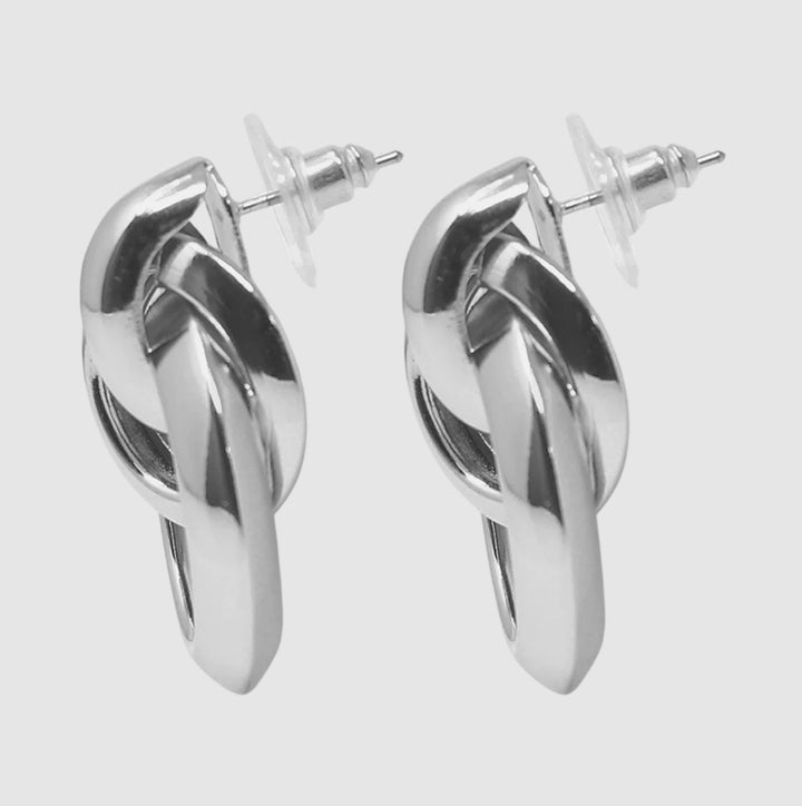 Silver Interlock Knot Pierced Earring