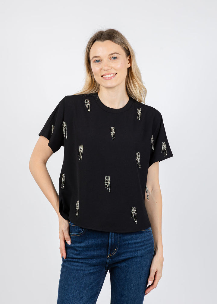 Simkhai Abelia Embellished T-Shirt in Black available at Barbara Katz