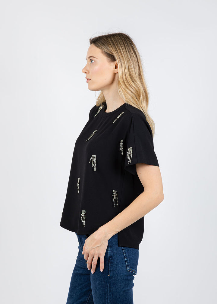 Simkhai Abelia Embellished T-Shirt in Black available at Barbara Katz