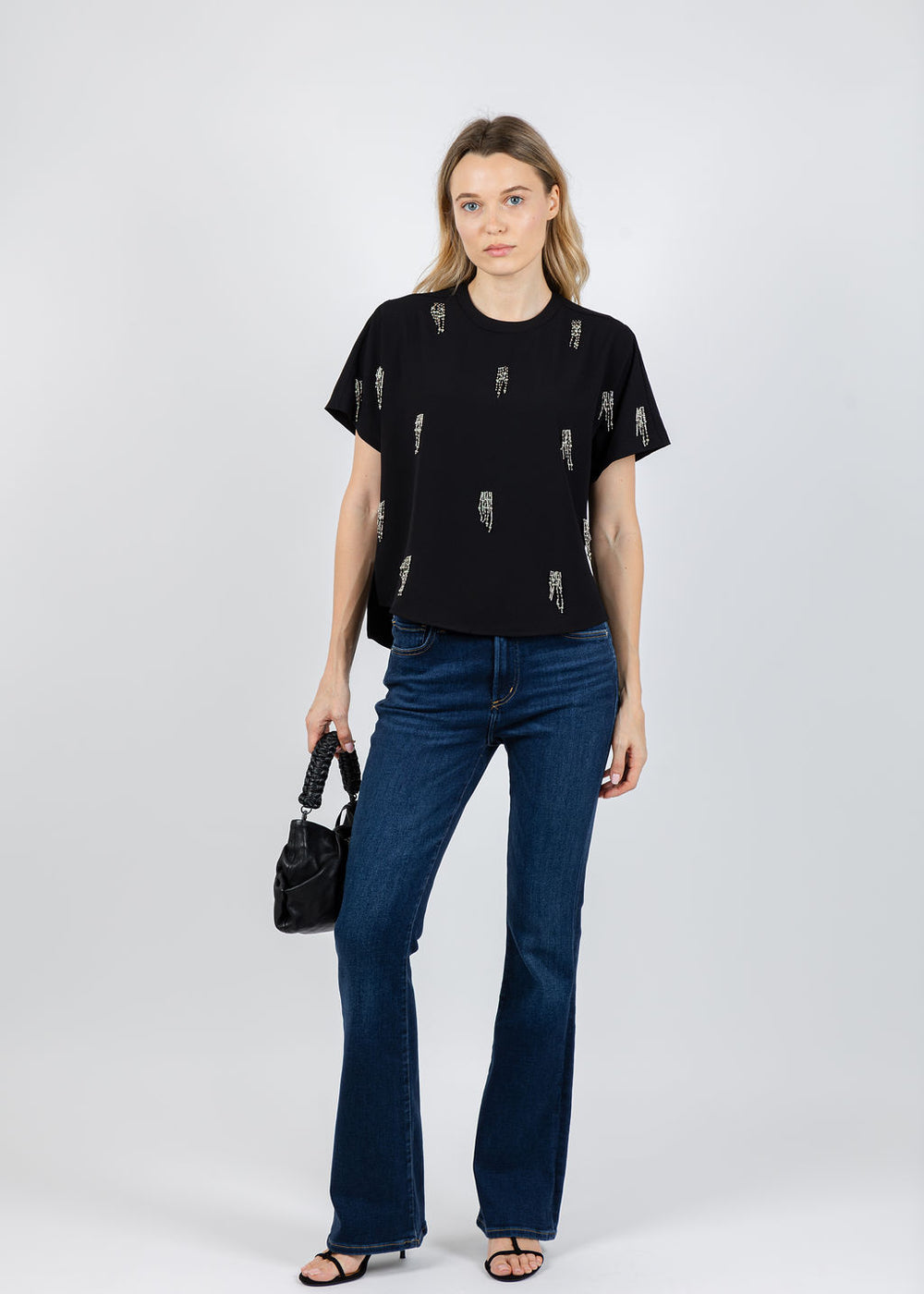 Simkhai Abelia Embellished T-Shirt in Black available at Barbara Katz