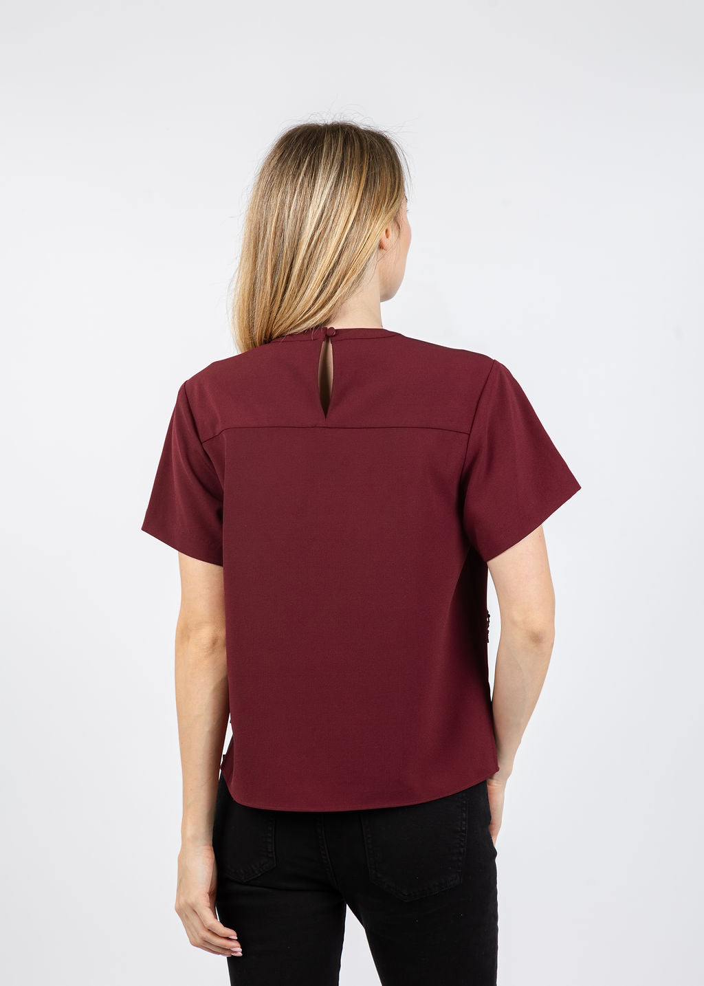 Simkhai Abelia Embellished T-Shirt in Oxblood available at Barbara Katz