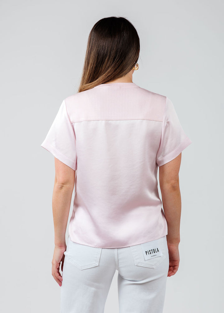 Simkhai Addy Short Sleeve Knit Back T- Shirt in Ballet Pink available at Barbara Katz 