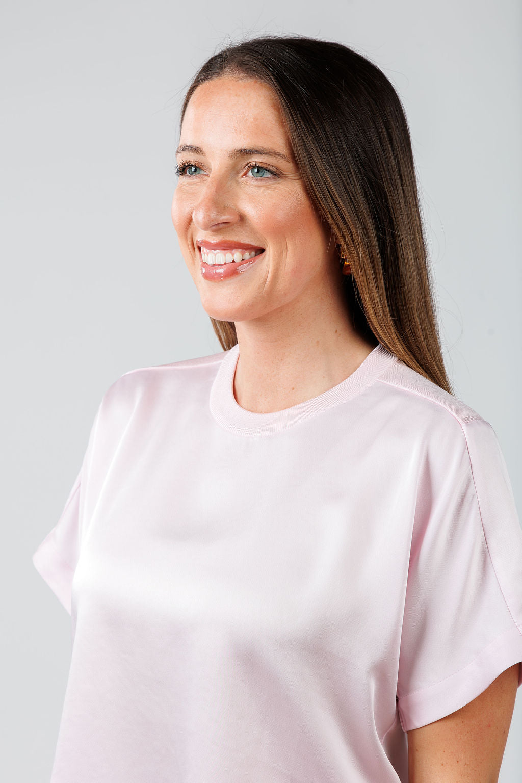 Simkhai Addy Short Sleeve Knit Back T- Shirt in Ballet Pink available at Barbara Katz 