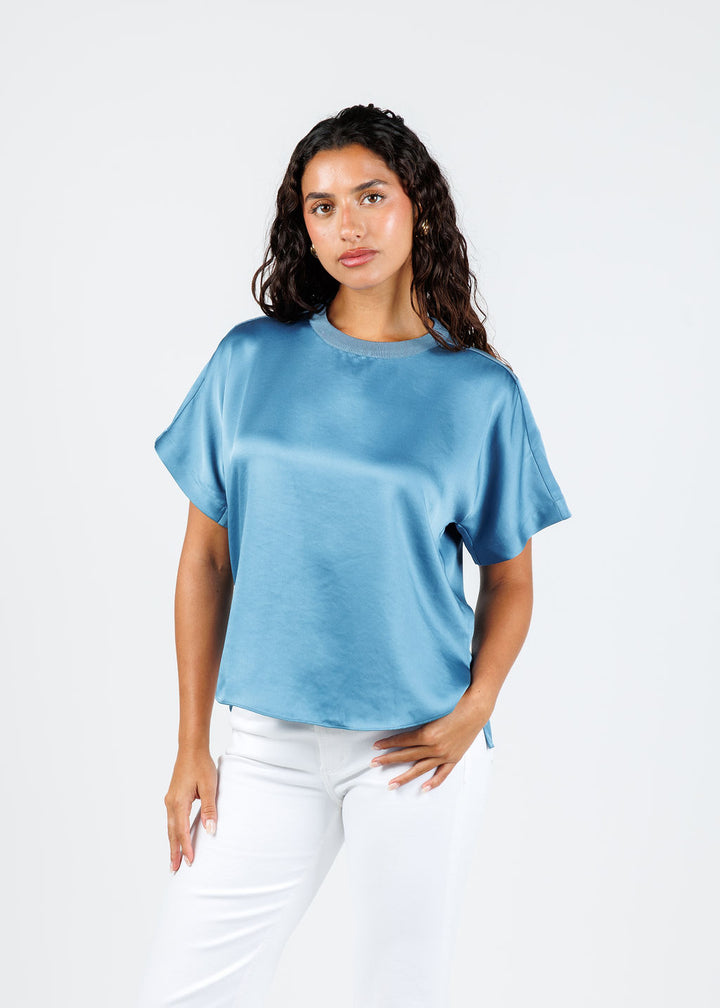 Simkhai Addy Short Sleeve Knit Back T- Shirt in Celestial available at Barbara Katz