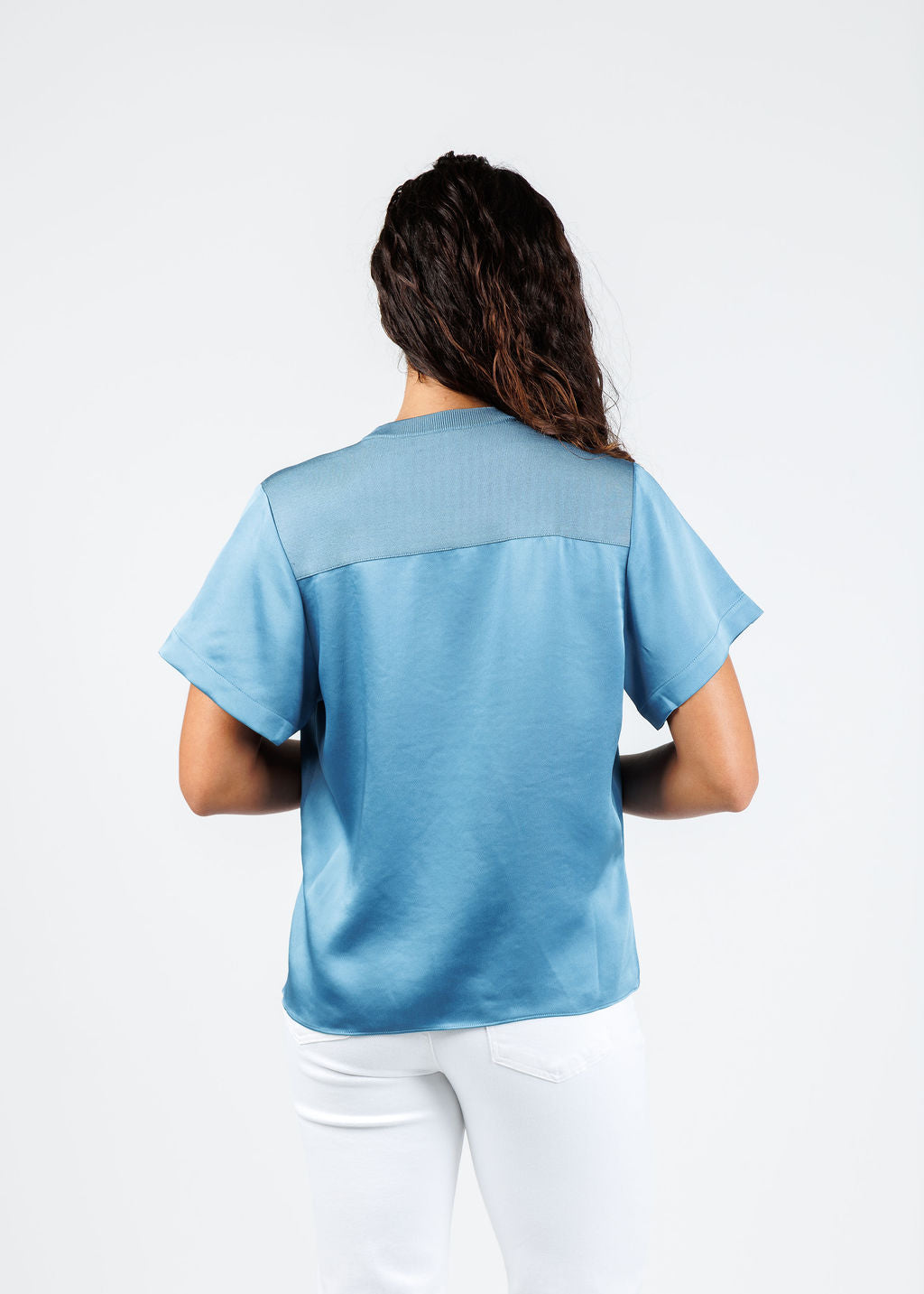 Simkhai Addy Short Sleeve Knit Back T- Shirt in Celestial available at Barbara Katz