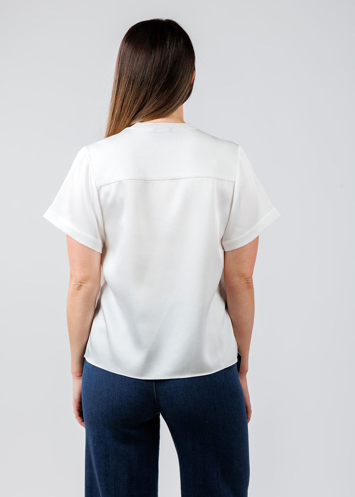 Simkhai Addy Short Sleeve Knit Back T- Shirt in White available at Barbara Katz