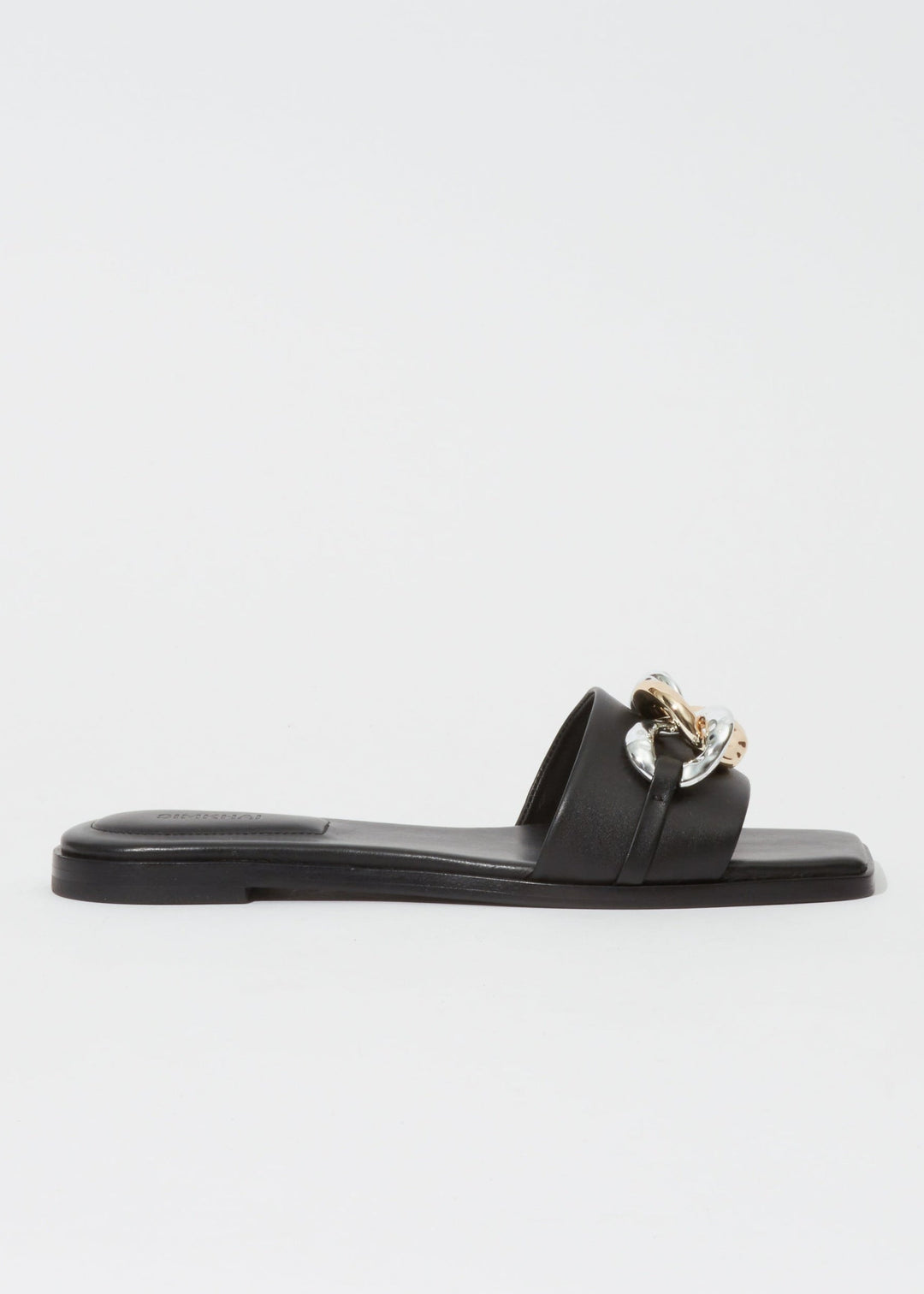 Simkhai Arlo Chain Leather Flat Slides in Black available at Barbara Katz