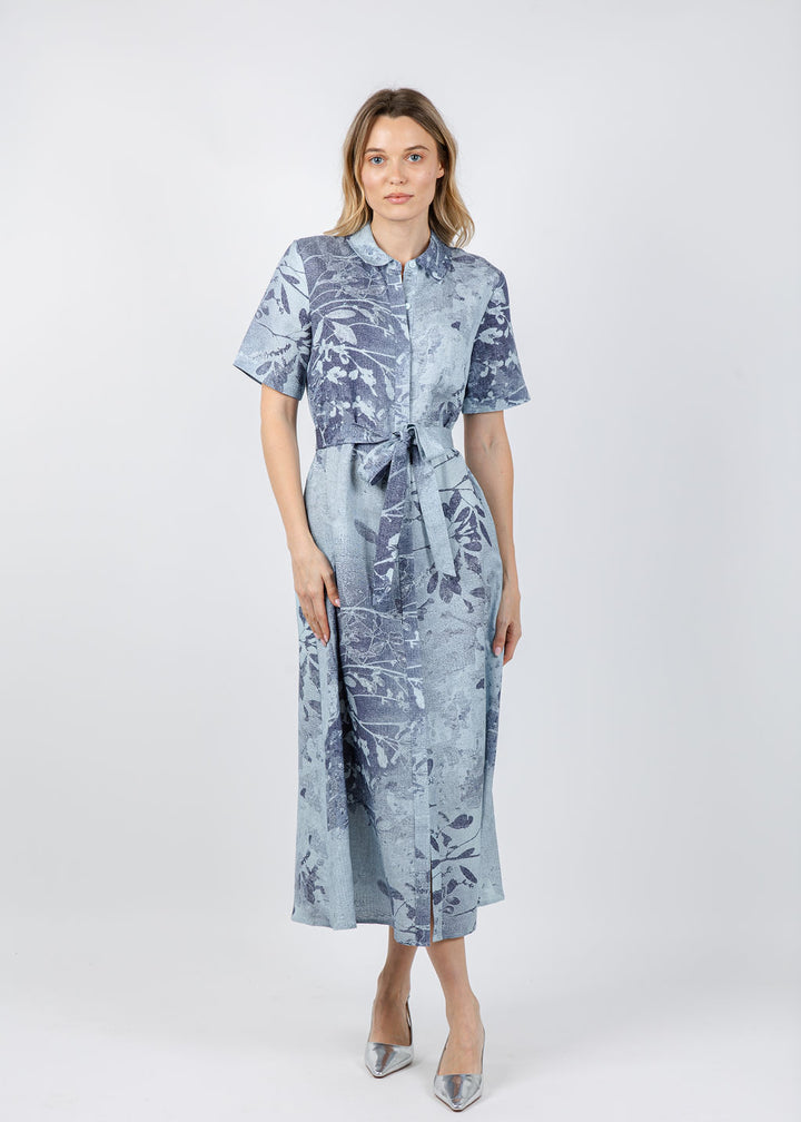 Simkhai Audria Belted Dress in Sky Floral available at Barbara Katz