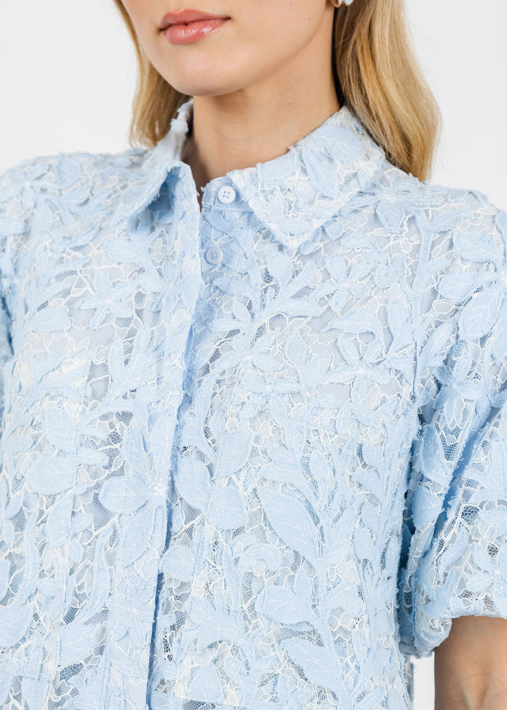 Simkhai Crissy Cotton Lace Mini Dress in Celeste Multi available at Barbara Katz