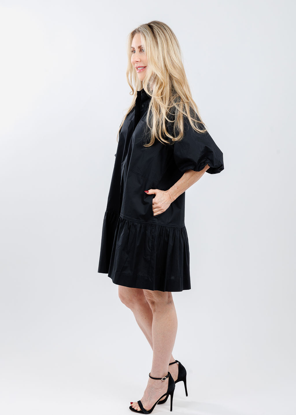 Simkhai Signature Crissy Cotton Poplin Dress in Black available at Barbara Katz