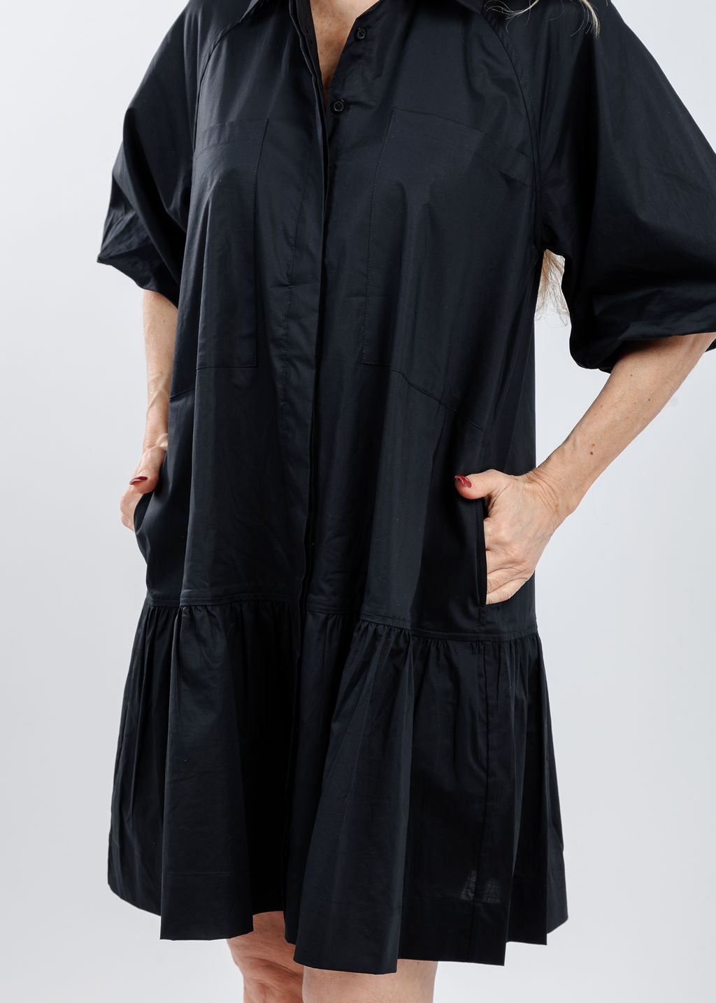 Simkhai Signature Crissy Cotton Poplin Dress in Black available at Barbara Katz