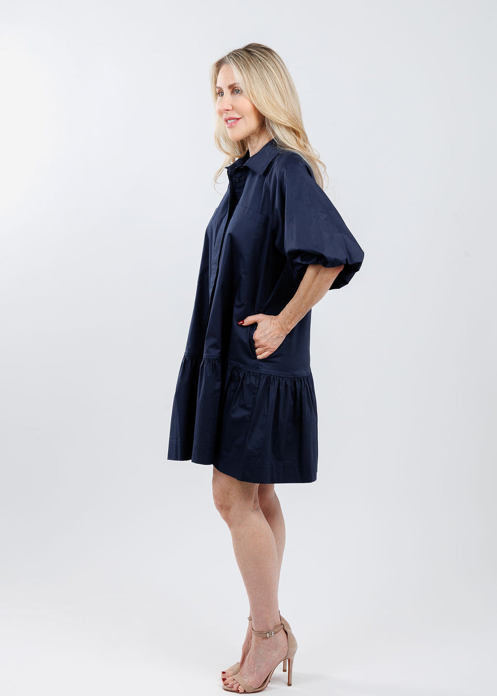 Simkhai Signature Crissy Cotton Poplin Dress in Midnight Blue available at Barbara Katz