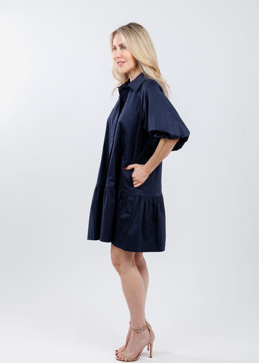 Simkhai Signature Crissy Cotton Poplin Dress in Midnight Blue available at Barbara Katz