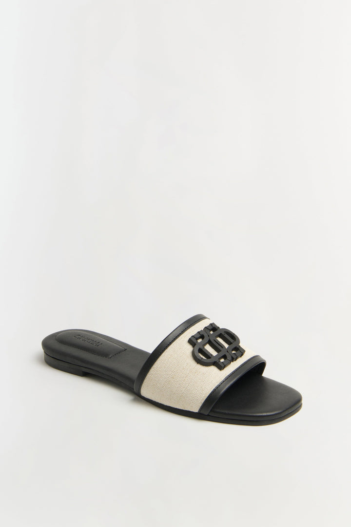 Simkhai Delphi Canvas Flat Sandal in Natural available at Barbara Katz