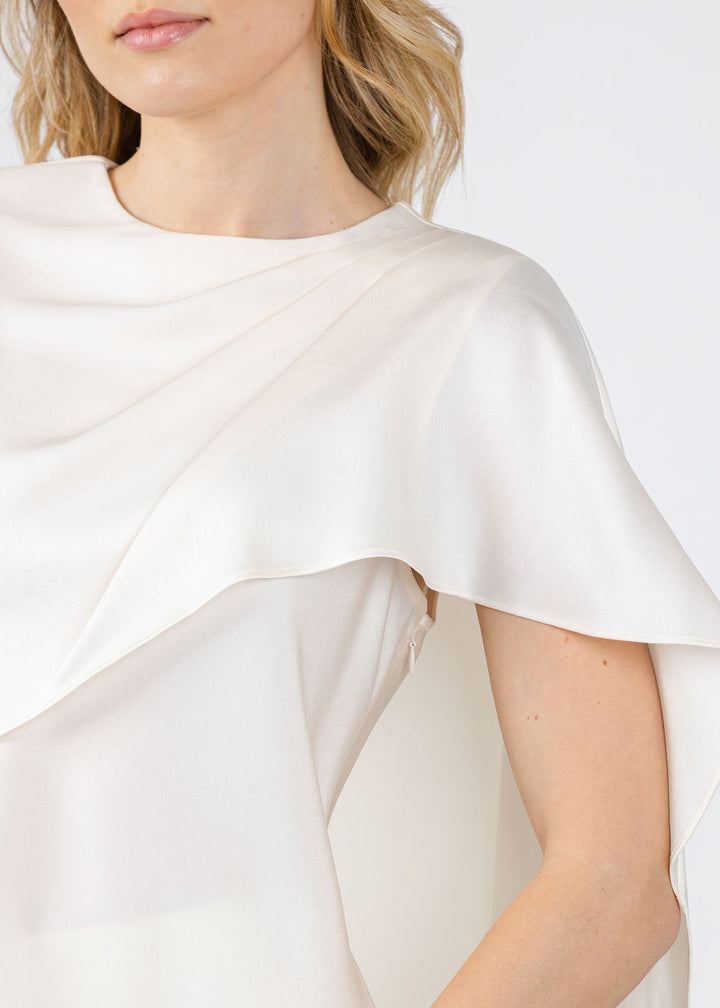Simkhai Eliora Draped Satin Cape Top in Cream available at Barbara Katz