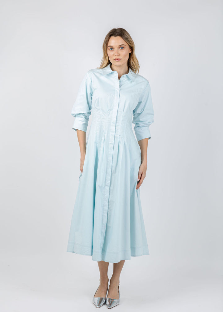 Simkhai Jazz Pintuck Midi Dress in Sky available at Barbara Katz