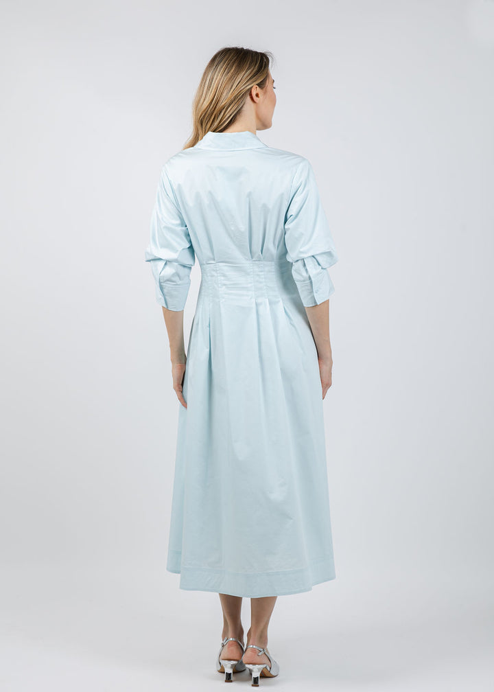 Simkhai Jazz Pintuck Midi Dress in Sky available at Barbara Katz