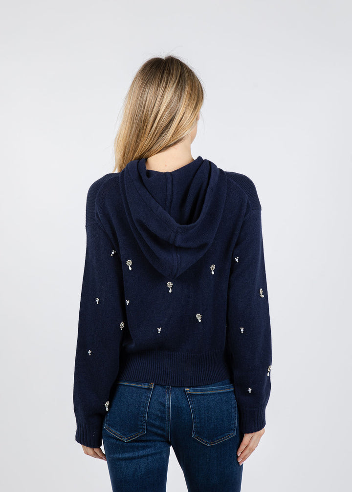 Simkhai Karmen Embellished Hoodie in Midnight available at Barbara Katz
