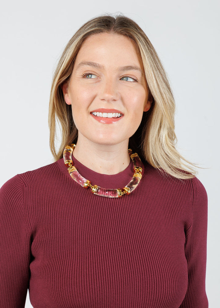 Simkhai Kenlie Long Sleeve Mock Neck Midi Dress in Cranberry available at Barbara Katz