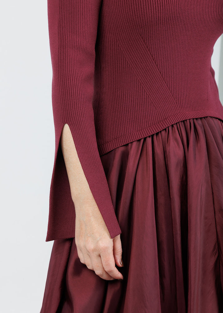 Simkhai Kenlie Long Sleeve Mock Neck Midi Dress in Cranberry available at Barbara Katz