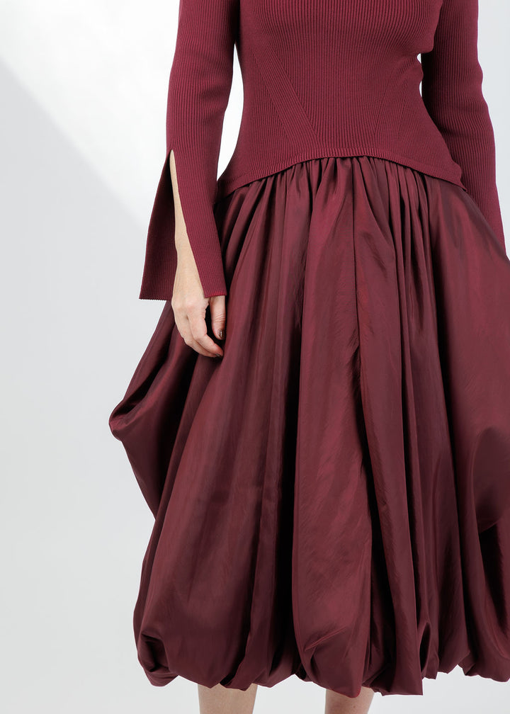 Simkhai Kenlie Long Sleeve Mock Neck Midi Dress in Cranberry available at Barbara Katz
