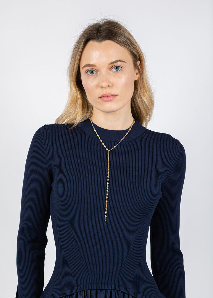 Simkhai Kenlie Long Sleeve Mock Neck Midi Dress in Midnight available at Barbara Katz