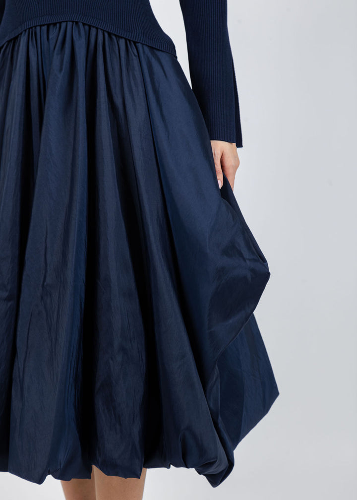 Simkhai Kenlie Long Sleeve Mock Neck Midi Dress in Midnight available at Barbara Katz