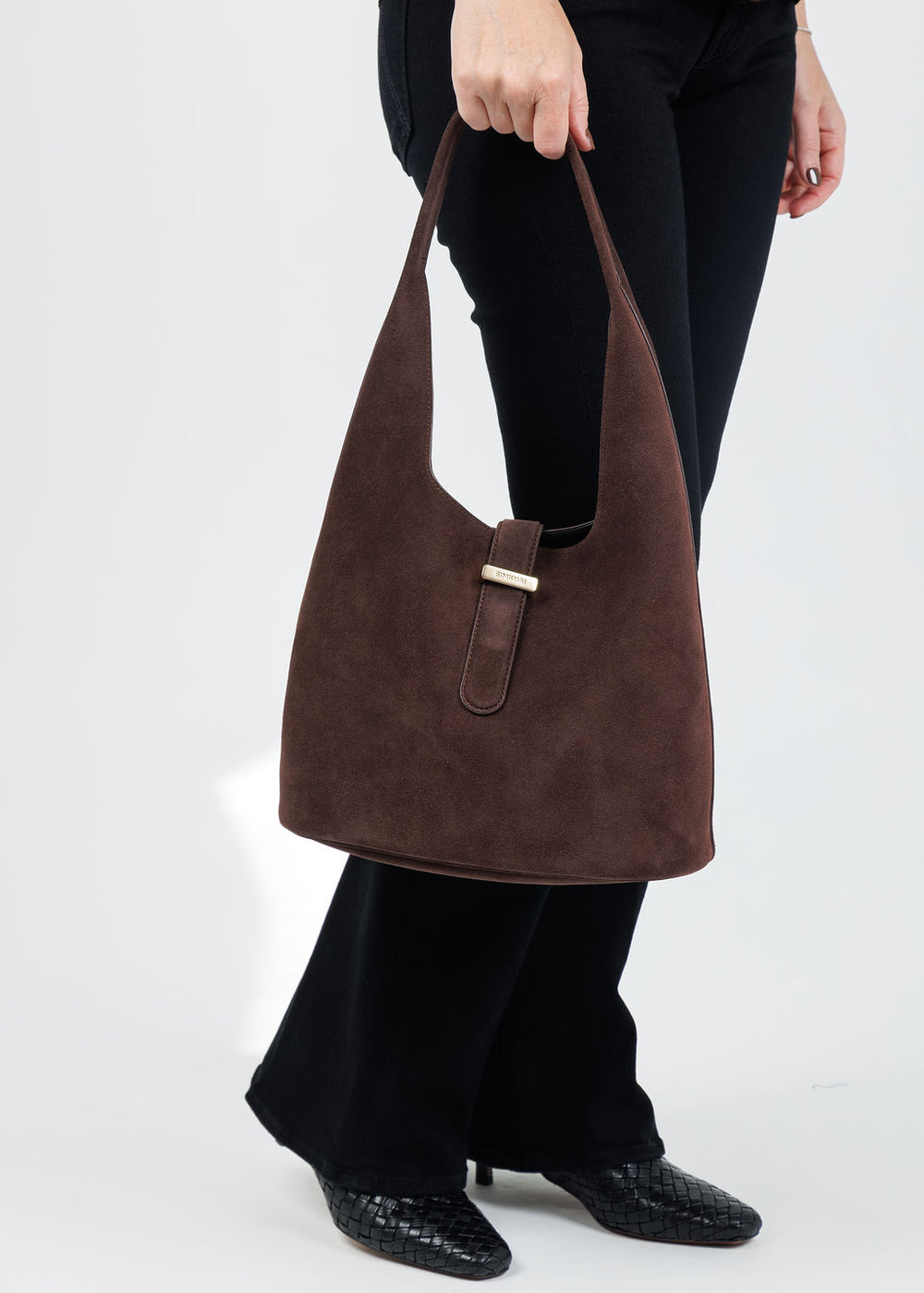 Simkhai Khai Suede Hobo Bag in Cacao available at Barbara Katz