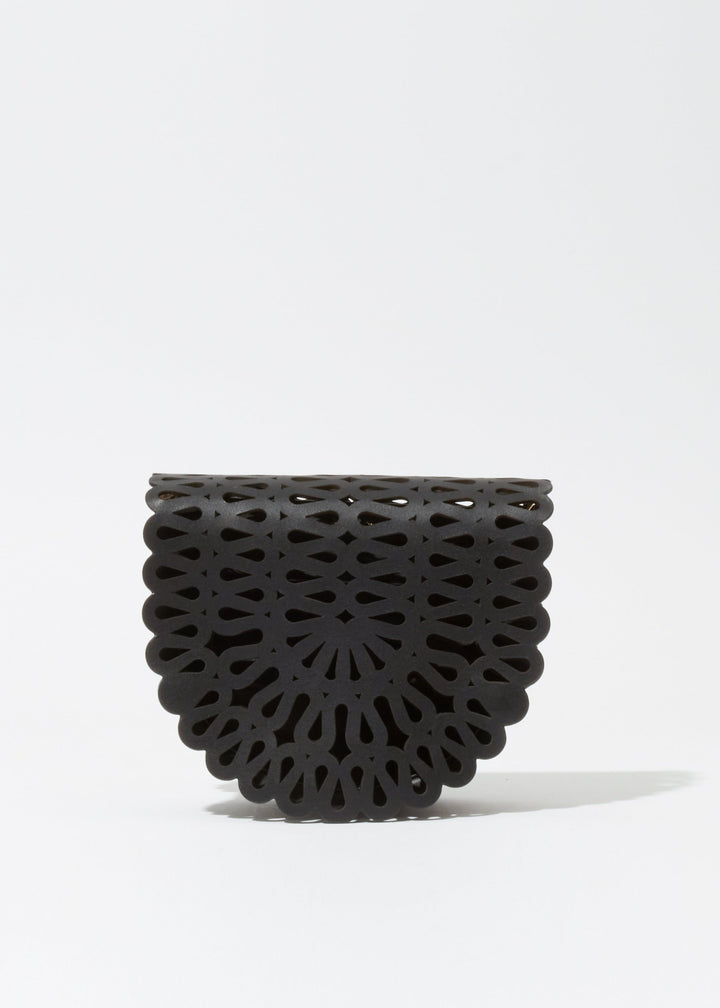 Simkhai Mccall Laser-Cut Leather Saddle Bag in Black available at Barbara Katz