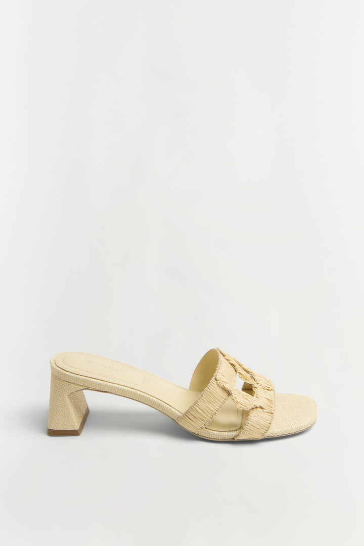 Simkhai Monogram Raffia Block Heel Sandal in Natural available at Barbara Katz