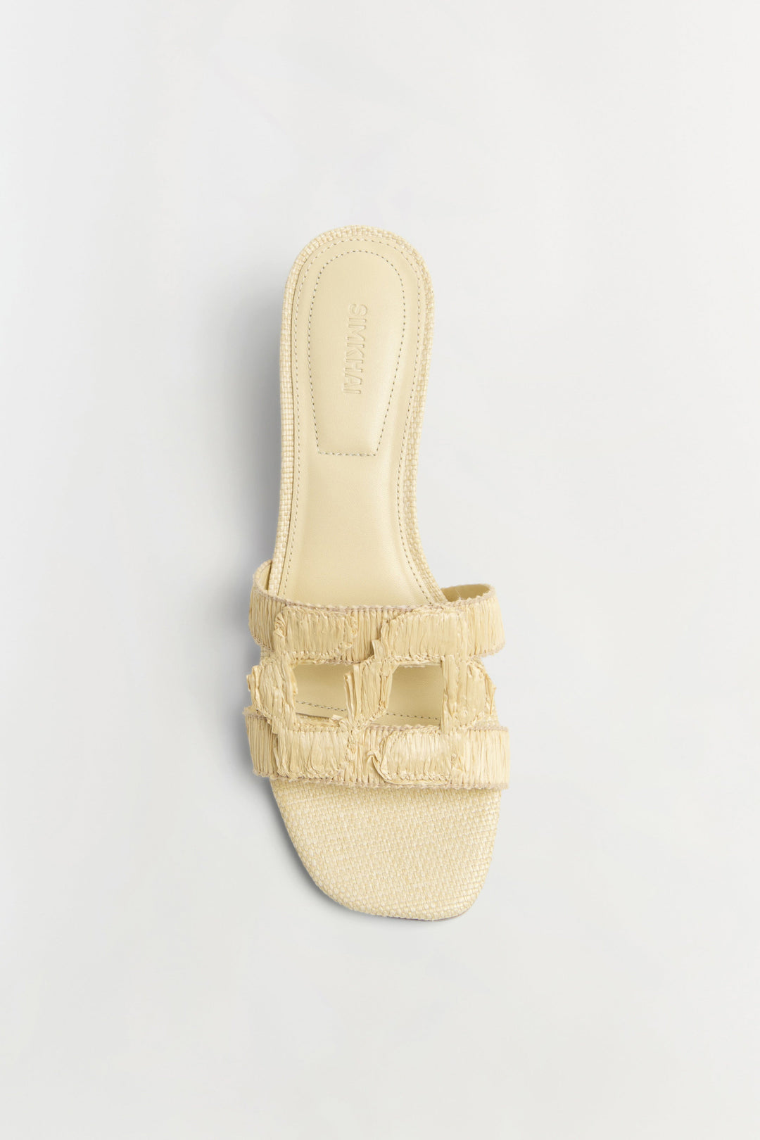 Simkhai Monogram Raffia Block Heel Sandal in Natural available at Barbara Katz