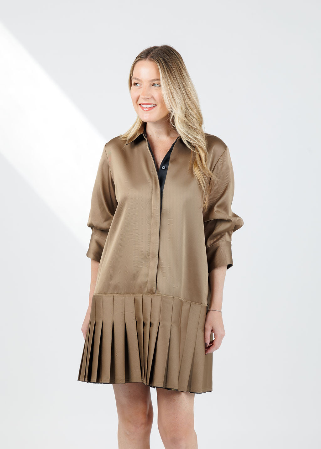 Simkhai Regina Short Sleeve Mini Dress in Bronze Multi available at Barbara Katz