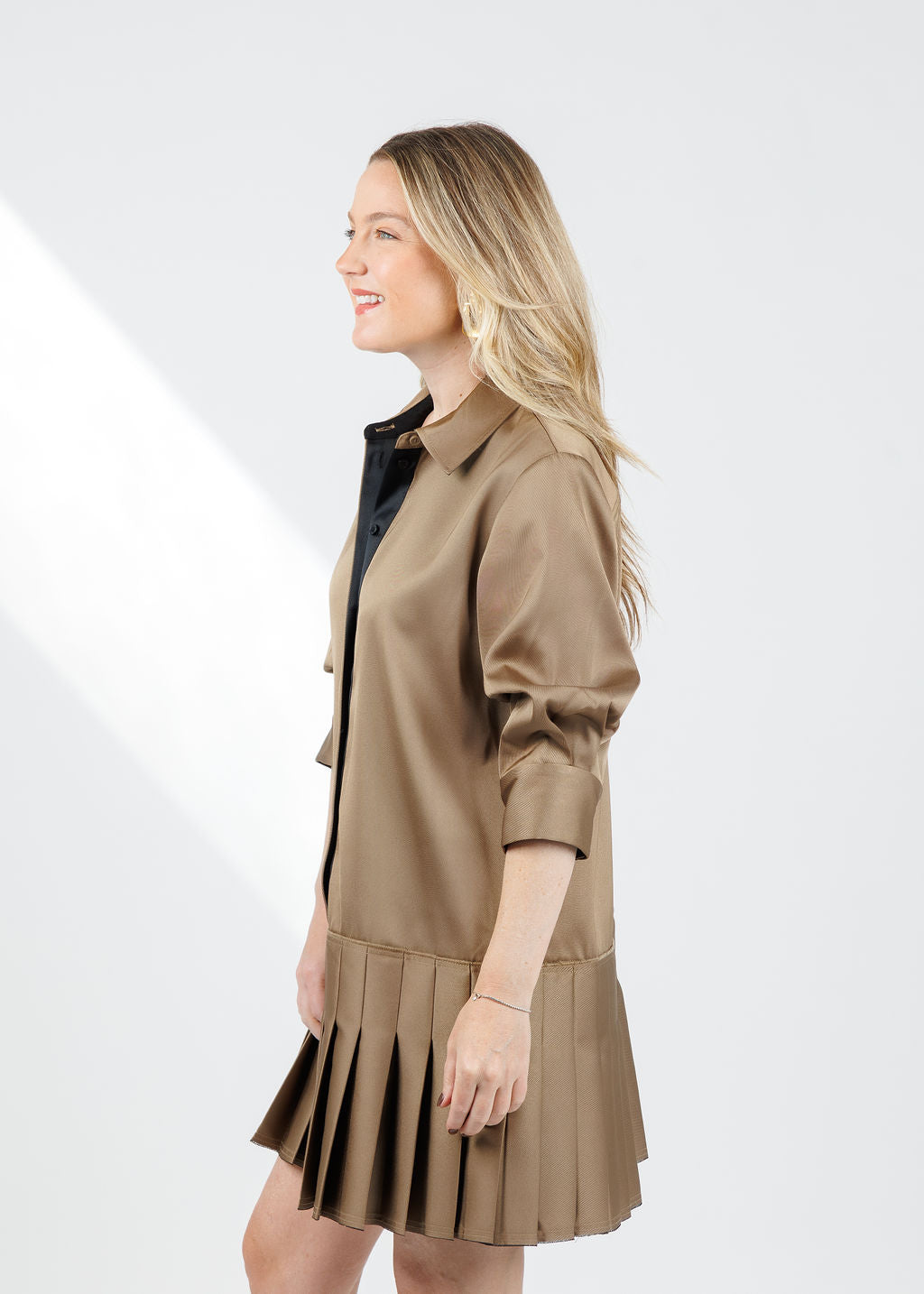 Simkhai Regina Short Sleeve Mini Dress in Bronze Multi available at Barbara Katz