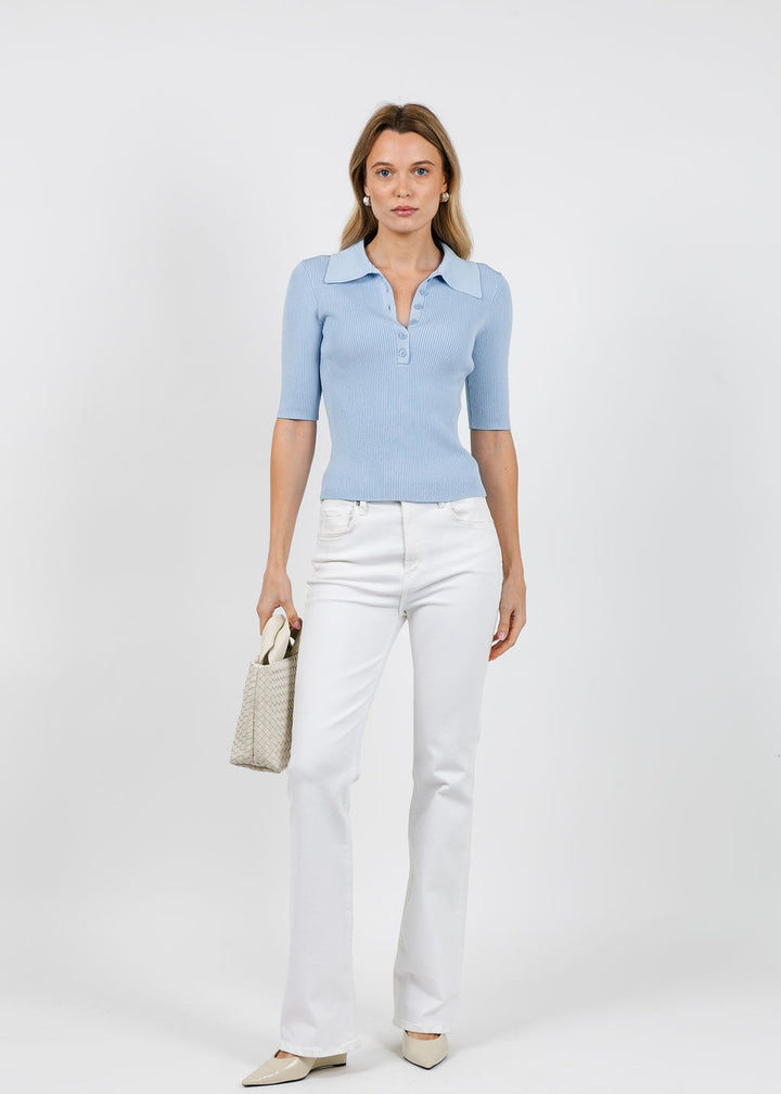 Simkhai Secily Knit Polo in Tidepool available at Barbara Katz